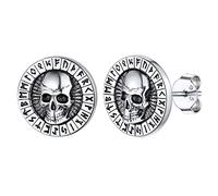 Silvora Orecchini con Borchie Vichinghi Unisex da Donna Capra Satanica Simboli Vichinghi Bussola/Valknut/Nodo Trinità/Lupo/Corvo in Vero Argento Sterling S925 Antiallergico