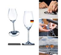 silwy® bicchieri magnetici bicchieri di cristallo fine con magneti perfettamente integrati e sottobicchieri in nano-gel metallico (Champagne // 0,2 litri)