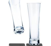 silwy® bicchieri magnetici bicchieri di cristallo fine con magneti perfettamente integrati e sottobicchieri in nano-gel metallico (birra // 0,3 litri)