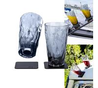 silwy® Bicchieri magnetici in plastica ad alta tecnologia con cuscinetti in gel nano metallici - bicchieri da campeggio antiscivolo, accessori per barche e yacht (Longdrink // Grigio // 0,3 l)