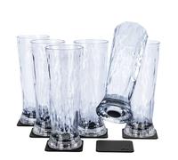 Silwy® - Bicchieri magnetici in plastica high-tech, con sottobicchieri in nano gel metallici, bicchieri da campeggio antiscivolo, accessori per barche e yacht (da birra, 0,5 l, set da 6)