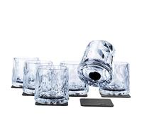 Silwy® - Bicchieri magnetici in plastica high-tech, con sottobicchieri in nano gel metallici, bicchieri da campeggio antiscivolo, accessori per barche e yacht (da whisky, 0,25 l, set da 6)