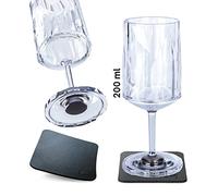 Silwy® - Bicchieri magnetici in plastica high-tech, con sottobicchieri in nano gel metallici, bicchieri da campeggio antiscivolo, accessori per barche e yacht (da vino, 0,2 l, set da 2)