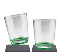 Silwy, bicchieri magnetici semplicemente fantastici, antiscivolo, di plastica infrangibile con magnete integrato e con sottobicchieri metallici, per campeggio, barca, bambini, Sour Green, 2x0.25l