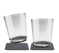 Silwy, bicchieri magnetici semplicemente fantastici, antiscivolo, di plastica infrangibile con magnete integrato e con sottobicchieri metallici, per campeggio, barca, bambini, Grigio Perla, 2x0.25l