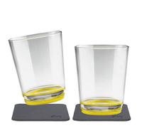 Silwy, bicchieri magnetici semplicemente fantastici, antiscivolo, di plastica infrangibile con magnete integrato e con sottobicchieri metallici, per campeggio, barca, bambini, Oh Yellow, 2x0.25l