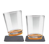 Silwy, bicchieri magnetici semplicemente fantastici, antiscivolo, di plastica infrangibile con magnete integrato e con sottobicchieri metallici, per campeggio, barca, bambini, Hup Orange, 2x0.25l