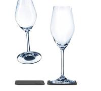 silwy® Calici magnetici, bicchieri di cristallo sottili con magneti perfettamente integrati e sottobicchieri metallici nano-gel (champagne // 0,2 litri)