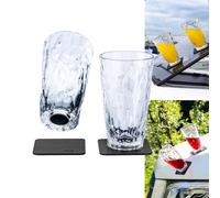 Set bicchieri magnetici silwy® da cocktail con sottobicchieri in gel metallico 2 pezzi 300 ml trasparenti