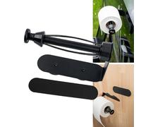Silwy® Portarotolo magnetico per carta igienica con arresto di rotolamento, nero, antigraffio e senza foratura, incluso listello di metallo e nastro adesivo 3M, ideale per camper, camper e furgoni