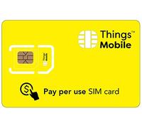 SIM Card GSM Things Mobile per IoT e M2M con copertura globale e rete multi-operatore GSM/2G/3G/4G LTE, senza costi fissi, senza scadenza e tariffe competitive, con 10 € di credito incluso