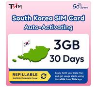 SIM Corea del Sud | Piano Super Economy Ricaricabile 3GB! Attivazione automatica, validità 30 giorni | Velocità 5G + Hotspot | Solo Dati Nessun Numero di Telefono