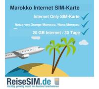 SIM da viaggio Marocco Internet, 3-20 GB di volume di dati, 30 giorni di validità, rete Wana Morocco 4G/5G, Nano-SIM o eSIM (20 GB/30 giorni, scheda SIM (3 in 1)