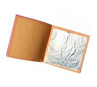 Sim Gold Leaf Alimenti in Foglia D'argento Puro 100% Purezza 999/1000 Commestibile, 40mm x 40mm, Confezione da 10