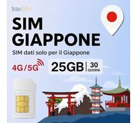 SIM per il Giappone con 25 GB di dati ad alta velocità 5G/4G | Valida per 30 giorni per rimanere sempre connessi | Nessun costo di roaming | Attivazione rapida e funzionalità hotspot | travSIM