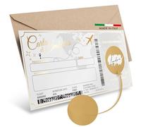 SIMAITALIA Biglietto Viaggio Sorpresa da Grattare - Elegante Regalo per Viaggiatori Personalizzabile (Bianco e Oro)