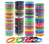 Simaixing Confezione da 80 braccialetti in silicone con versi della Bibbia, braccialetti cristiani con citazione motivazionale, ideali come regalo religioso ispiratore per uomini e donne, 8" x 0.5