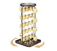 Simaixing Espositore rotante per orecchini, organizer per vendere, supporto per collane, albero gioielli in metallo con vassoio in legno