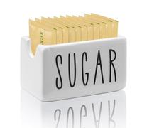 Simaixing Porta bustine di zucchero in ceramica per bar, contenitore per pacchetti di zucchero, piccolo contenitore per tavolo, ufficio, hotel, ristorante (bianco)