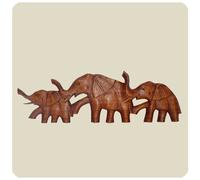 Simandra Set 3 Maschere in Legno Elefante da Parete Africana Safari Marrone