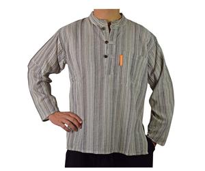 Simandra Uomo Kurta Classico a Righe Beige