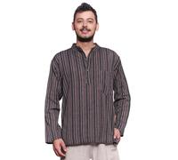 Simandra Uomo Kurta Classico a Righe Braun