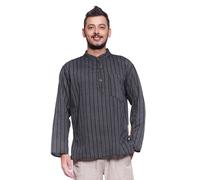 Simandra Uomo Kurta Classico a Righe Nero
