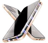 SIMao Anti Peep Custodia per iPhone 11 PRO Max Forte Adsorbimento Magnetica Anti-Spia Cover 360 Gradi Protezione Privacy Vetro Temperato Anti-Peeping Custodia Metal Bumper Anti-Spy Flip Case,Oro