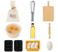 simarro Casa delle Bambole Mobili, 15 Pezzi Miniature Uova Latte Pane Farina Borsa Casa delle Bambole Cucina Baking Set Natale Miniature Deco Miniature Accessori Babbo Natale Segreto