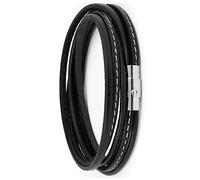 Simaru Bracciale in pelle con chiusura in acciaio inox, con magnete per uomini e donne, qualità premium