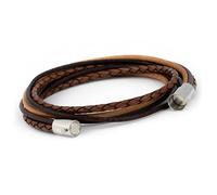 Simaru Braccialetto avvolgente con chiusura a baionetta da 6 mm, per uomo e donna, in pelle liscia e intrecciata, unisex, in vera pelle, conciata al vegetale, con pratica chiusura magnetica