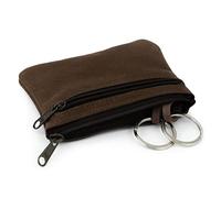 Simaru Custodia per chiavi in vera pelle italiana con 2 anelli portachiavi e scomparto extra, con cerniera di alta qualità, patente di guida e carte di credito