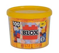 Simba- Blox, 100 Gelbe Bausteine Made in Italy, 4 Mattoni, Include Scatola portaoggetti, Massima qualità e 100% Compatibile con gettoni Ben noti, Colore Giallo, 104114110
