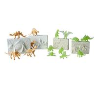 Simba 104342552 - Set di scavi a Forma di Dinosauro, 4 scheletri da Scavare, 2 x con Effetto Glow in The Dark Effetto, 6-8 cm, con Attrezzi, a Partire dai 3 Anni in su