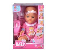 Simba 105030069 New Born Baby Doll, Full Vinyl Doll with Drinking and Wet Functi
