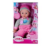 Simba 105140066 Laura Interactive - Bambola per il corpo morbido con occhi che dorme, si brilla quando si muove la bottiglia e dorme, 40 cm, bambola per bambini a partire da 2 anni