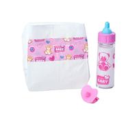 Set Biberon, Succhietto e Pannolino per Bambole New Born Baby