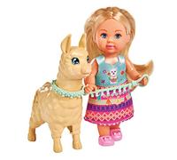 Simba 105733497 - Bambola Evi Love in dolce vestito con alpaca e guinzaglio, 12 cm, per bambini dai 3 anni in su
