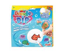 Simba 105953088 Doodle And Dip, Crea i Tuoi Tatuaggi Aqua, tra Cui 8 Penne magiche e Blocco da colorare, per Bambini dai 5 Anni in su