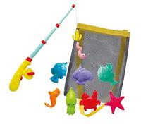 Simba 107796069 - Canna da Pesca con Funzione Automatica, 39 cm, 7 Animali marini e 1 Esca, in Tasca a Rete, Pesca, Giocattolo da Bagno