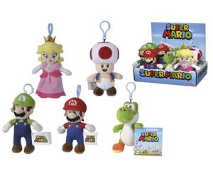 Simba 109231008 Super Mario Mario, Mario, Luigi, Toad, Yoshi oder Peach Plüsch Schlüsselanhänger 12,5 cm Verschiedene Modelle 1 Stück