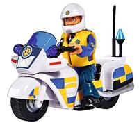Simba 109251092 - Pompiere Sam, Polizia, con personaggio Malcolm sulla moto della polizia, con accessori, stagione 12, dai 3 anni in su