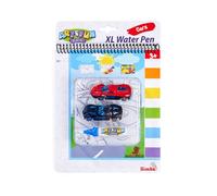 Simba Art und Fun XL Water Pen Cars, Libro da colorare, 2 Veicoli da 7 cm, Pennello ad Acqua, 4 Lati magici 19 x 22 cm, a Partire dai 3 Anni in su