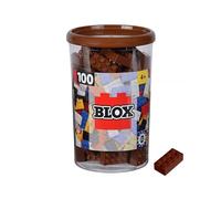 Simba Blox, 104114543, 100 mattoncini marroni per bambini dai 3 anni in su, 8 mattoncini, in latta, alta qualità, completamente compatibili con molti altri produttori