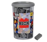 Simba Blox, 104114544, 100 mattoncini grigi per bambini dai 3 anni in su, 8 mattoncini, in latta, alta qualità, completamente compatibili con molti altri produttori