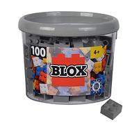 Simba costruzioni Blox, 100 mattoncini grigi per bambini dai 3 anni in su, confezione da 4 pezzi, di alta qualità, completamente compatibili con molti altri produttori, Grigio