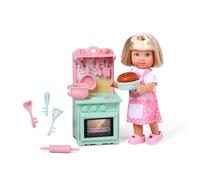 Simba Evi Love Kitchen, bambola da gioco con nuova cucina, forno apribile e torta con funzione, accessori, 12 cm, dai 3 anni in su