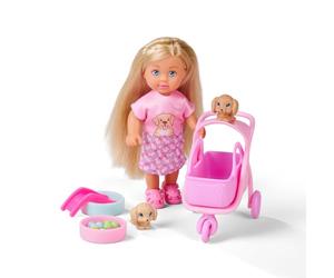 Simba Evi Love Playground - Bambola (12 cm) in set da gioco con 3 animali e accessori, gioco di ruolo carino per bambini dai 3 anni in su
