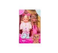 Simba Evi Love Teddy, Bambola da Gioco con Una Giacca soffice, con Cerchietto, Scarpe, Zaino e Orsacchiotto, 12 cm, dai 3 Anni in su
