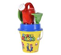 Simba- Giocattolo Super Mario-Set di 5 secchielli con Sabbia, 5 Pezzi, Secchio, colino, Pala, rastrello, 16 cm, Diametro: 17 cm, a Partire dai 10 Mesi in su, Multicolore, m, 109234594